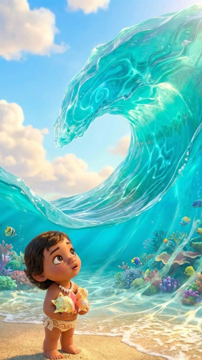 Frazada Moana De Niña En El Mar Liso