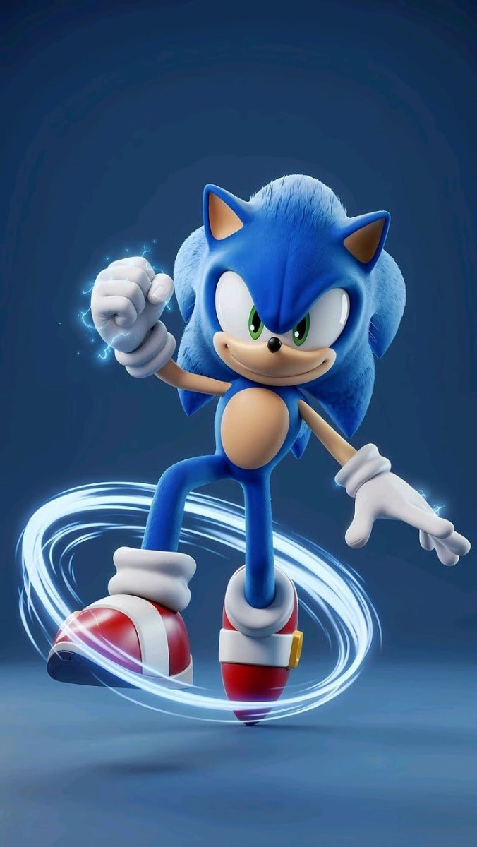 Frazada Sonic Fondo Azul Liso