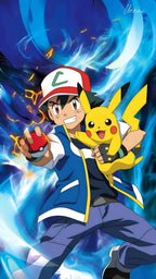 Frazada Pikachu Y Ash Peleando Liso