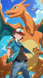 Frazada Pikachu Ash Y Charizard Liso