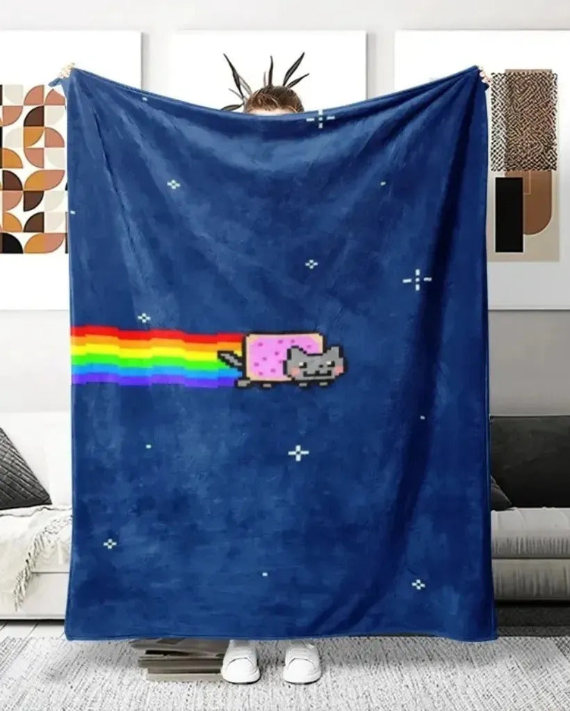 Frazada Nyan Cat Gatito De Noche   Modelo 7 Liso