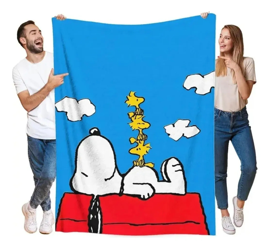 Frazada Snoopy Fondo Cielo Tierna   Liso Elige tu tamaño G Modelo