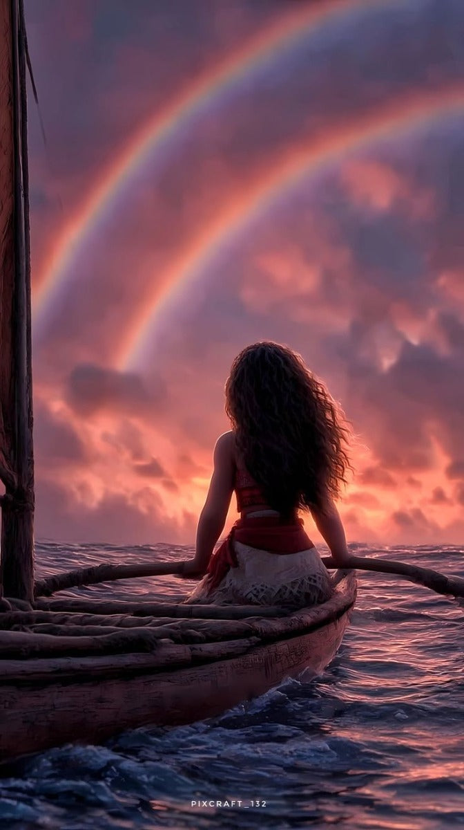 Frazada Moana Y Arcoiris Liso