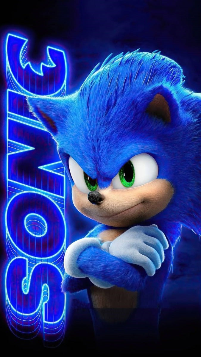 Frazada Sonic Letras Azules Liso