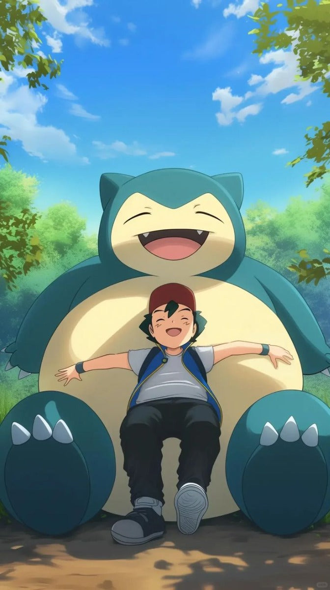 Frazada Pikachu Ash Y Snorlax Liso