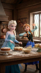 Frazada Frozen Elsa Anna Cocinando Liso