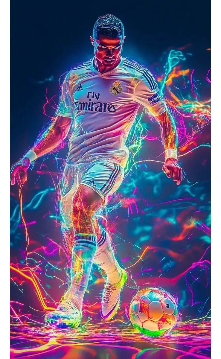 Frazada Cristiano Ronaldo Neon Futbol   Elige tu tamaño G Modelo