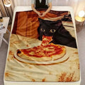Frazada Meme Gato Comiendo Pizza   Liso Elige tu tamaño G Modelo 7
