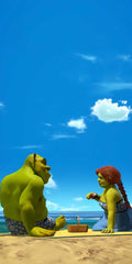 Frazada Shrek Y Fiona En La Playa Liso