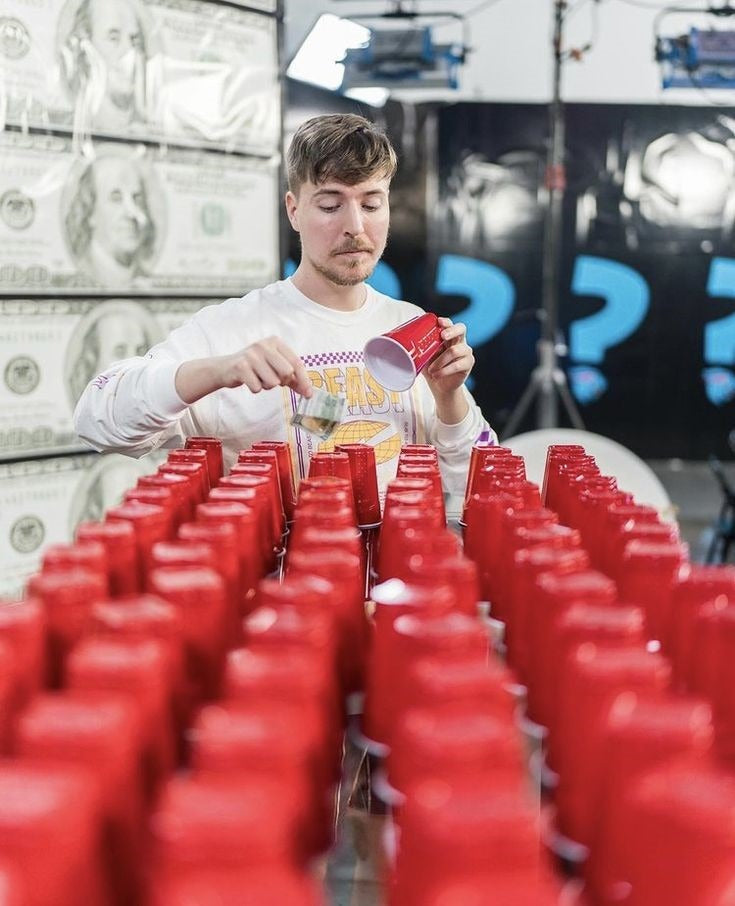 Frazada Mr Beast Con Vasos Liso