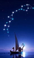 Frazada Moana Y Las Estrellas Liso