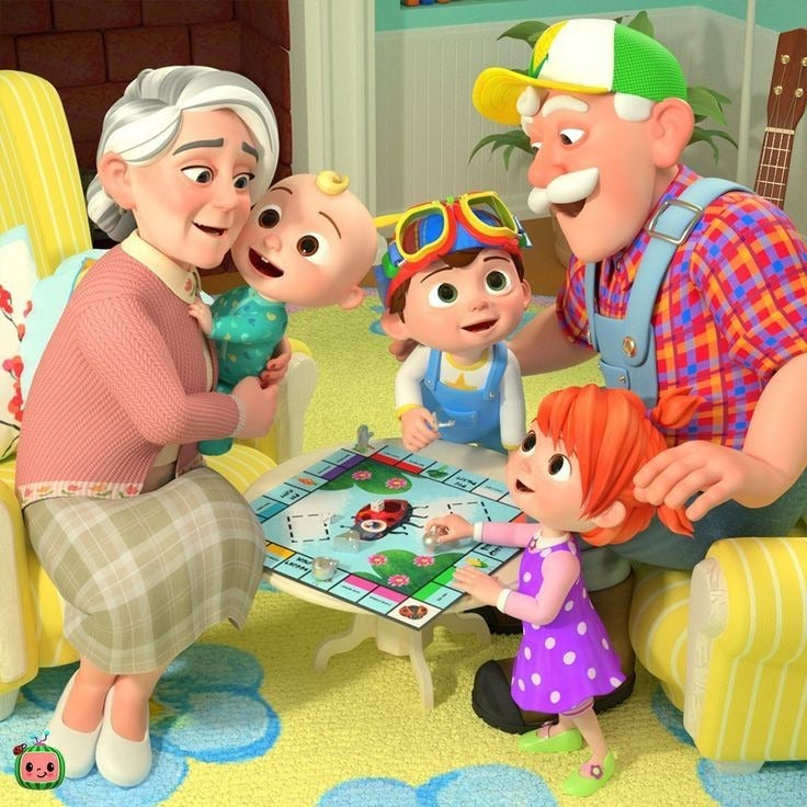 Frazada Cocomelon Jj Y Abuelos Liso