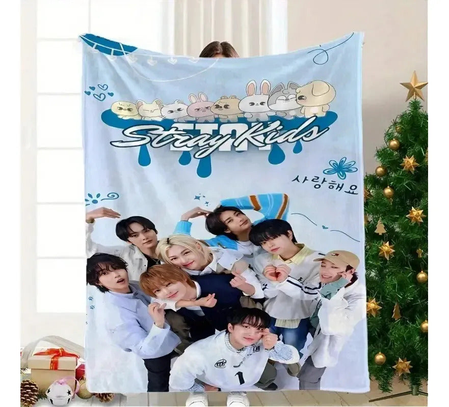 Frazada Suave Y Ligera Stray Kids   Stich Elige tu tamaño G Blanco